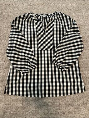 Chico's Black & White Gingham Blouse